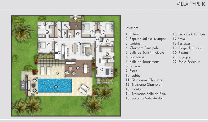 Location villa Ile Maurice avec piscine privée et accès plage privée Grand Baie